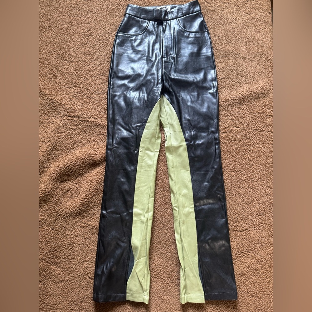 Black and Green Leather Pants